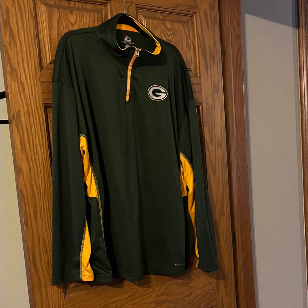 Green Bay Packers Mens 2X Large Majestic Long Sleeve 1/4 Zip Fleece
